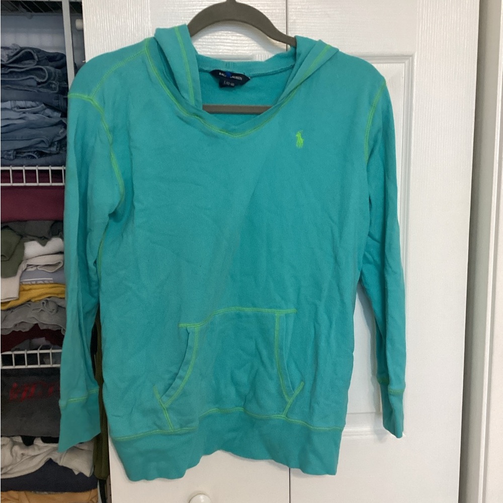 Ralph Lauren Turquoise Sweatshirt with Lime Stitching